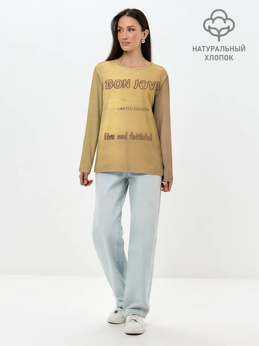 Лонгслив женский. Хлопок / Live and Faithful - Bon Jovi
