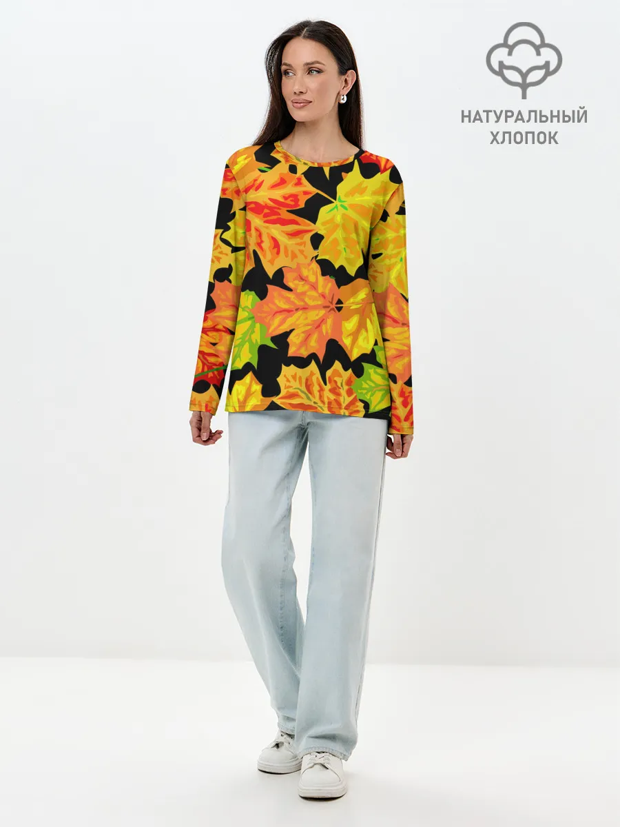 Лонгслив женский. Хлопок / LEAF FALL / AUTUMN
