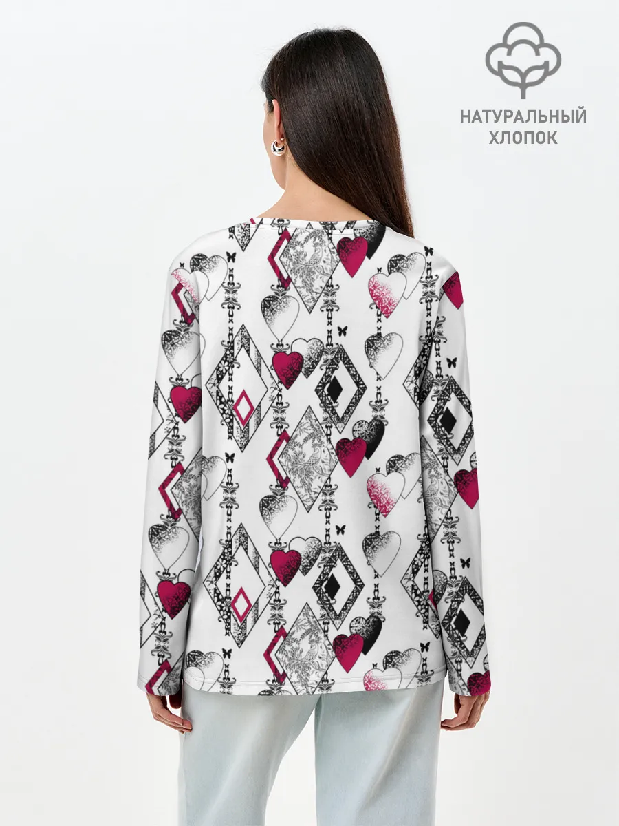 Лонгслив женский. Хлопок / Абстрактный современный узор