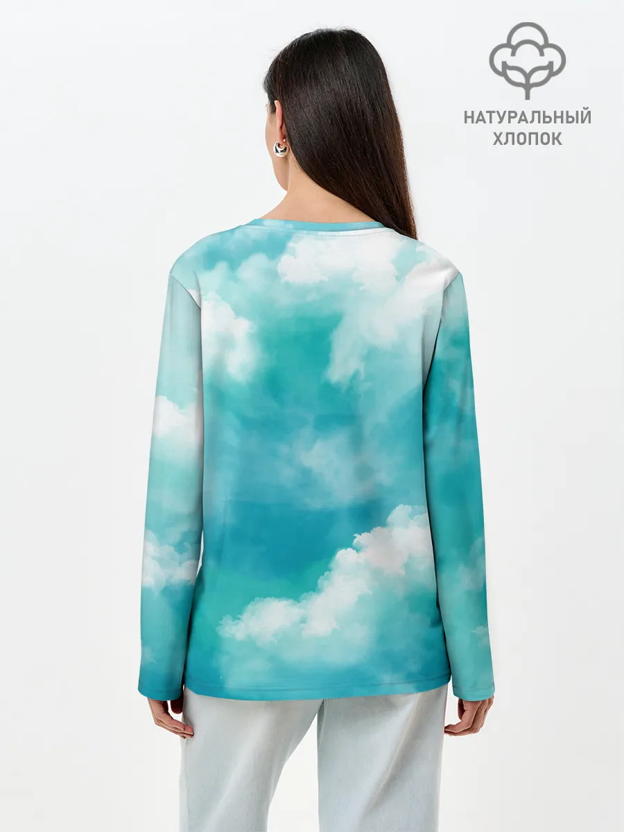 Лонгслив женский. Хлопок / Голубое Небо | Blue Sky