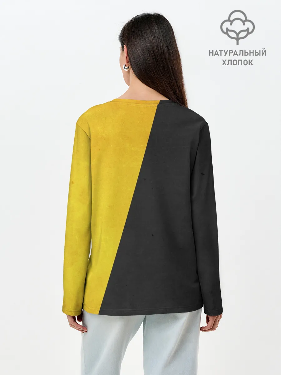 Лонгслив женский. Хлопок / Yellow and Black Emoji