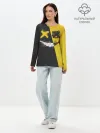 Лонгслив женский. Хлопок / Yellow and Black Emoji