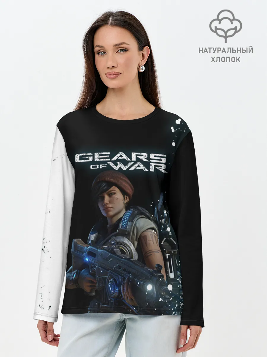 Лонгслив женский. Хлопок / GEARS OF WAR | ШЕСТЕРЕНКИ