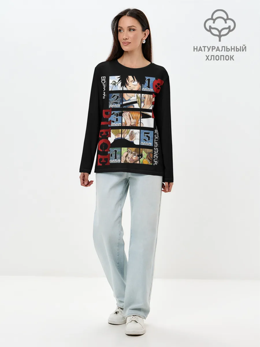 Лонгслив женский. Хлопок / Пятерка из Ван Пис