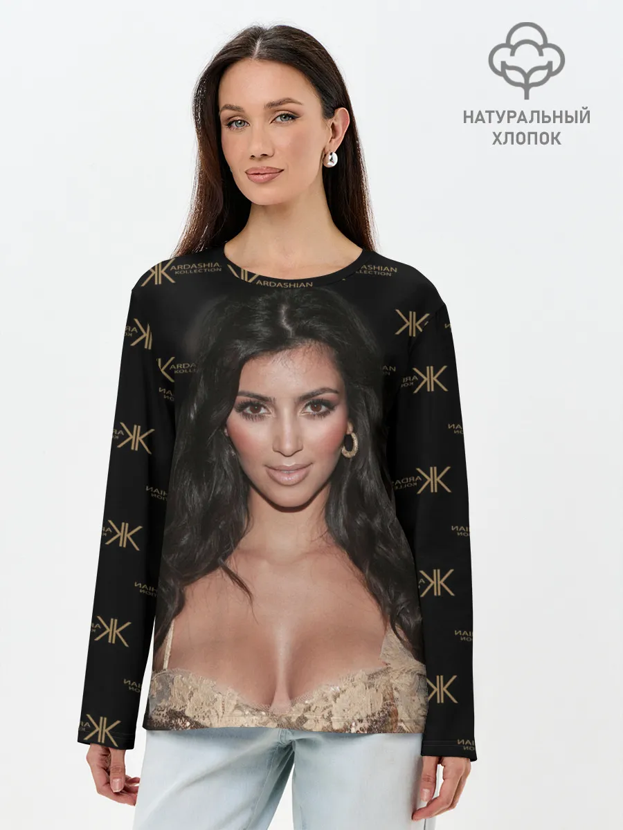 Лонгслив женский. Хлопок / Ким Кардашьян