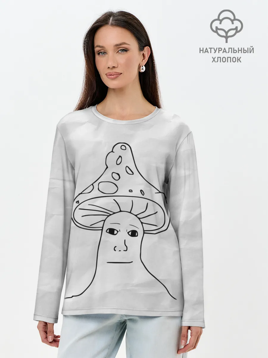Лонгслив женский. Хлопок / Шрумджек | Shroomjak | Мем