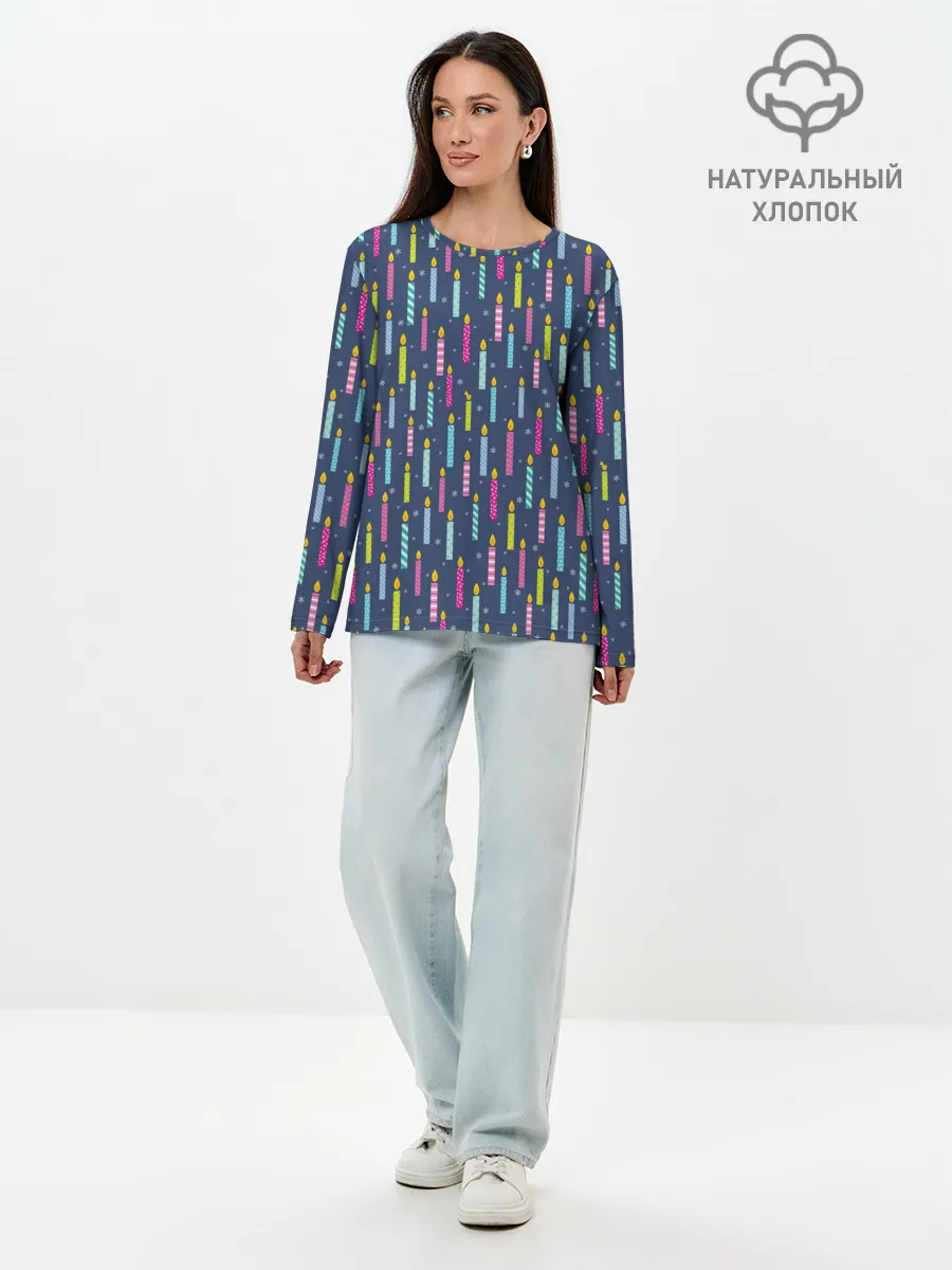 Лонгслив женский. Хлопок / Свечи