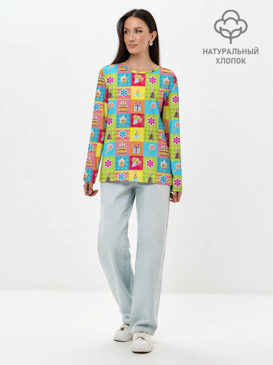 Лонгслив женский. Хлопок / День Рождения