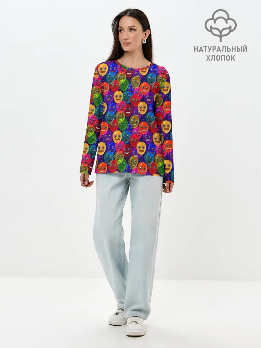 Лонгслив женский. Хлопок / Шарики