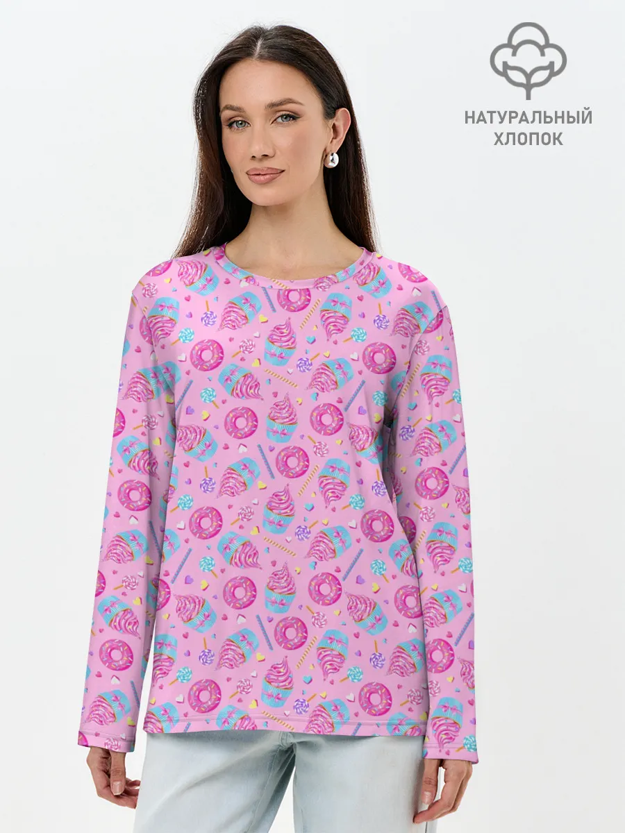 Лонгслив женский. Хлопок / Сласти