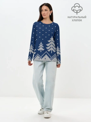 Лонгслив женский. Хлопок / Зимняя ночь