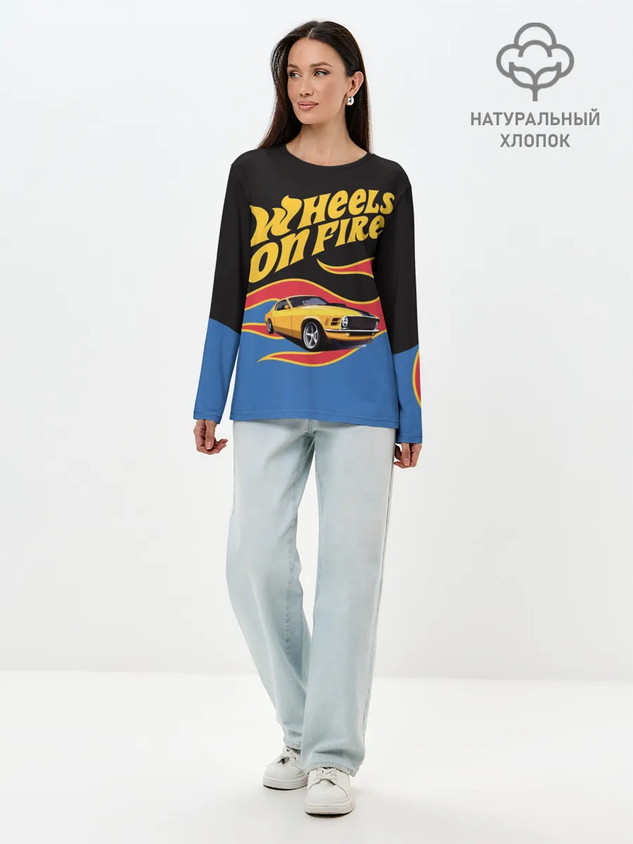 Лонгслив женский. Хлопок / Hot Wheels. Хот Вилс