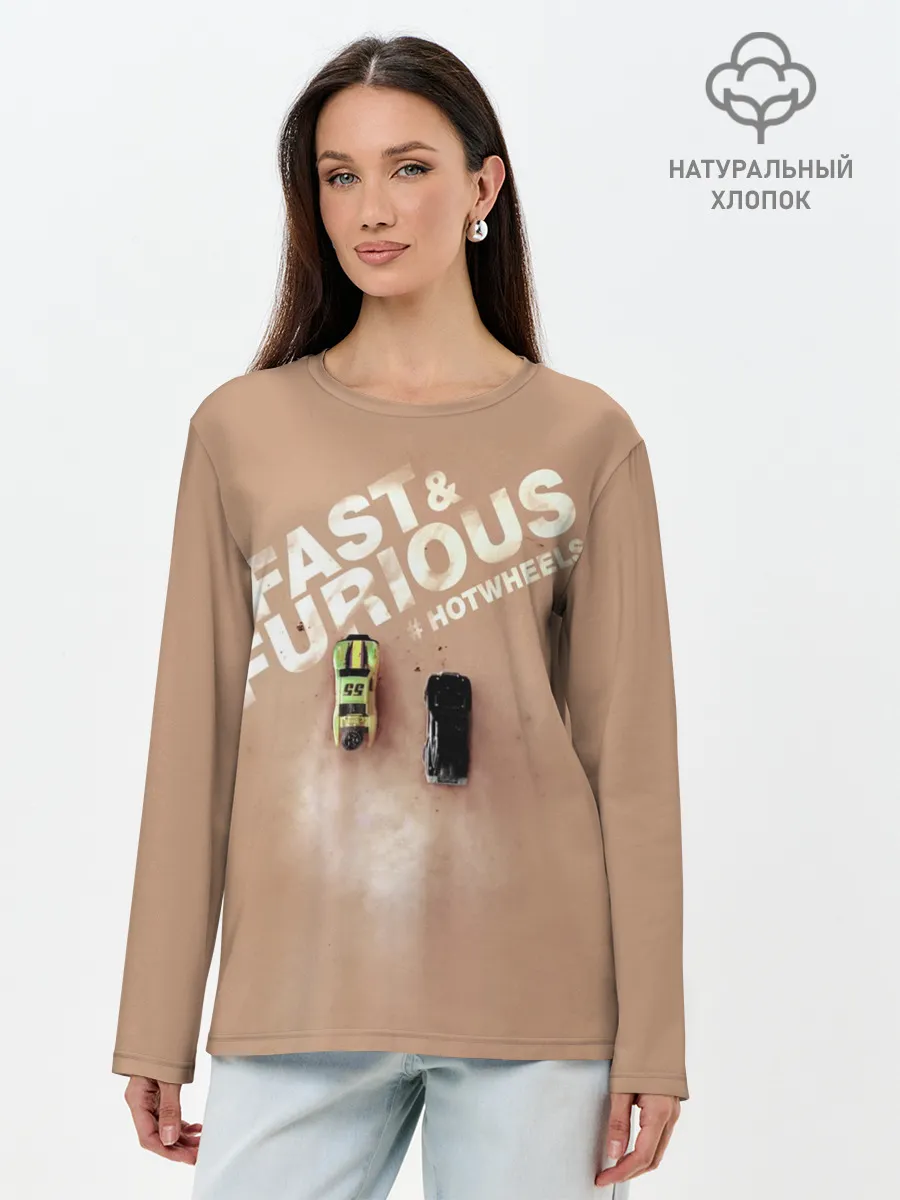 Лонгслив женский. Хлопок / Hot Wheels. Хот Вилс