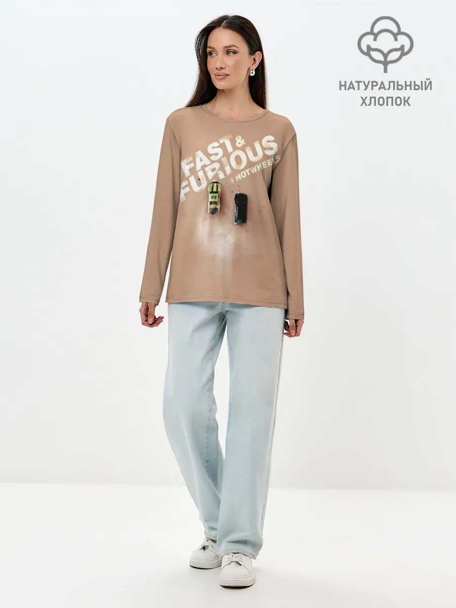 Лонгслив женский. Хлопок / Hot Wheels. Хот Вилс