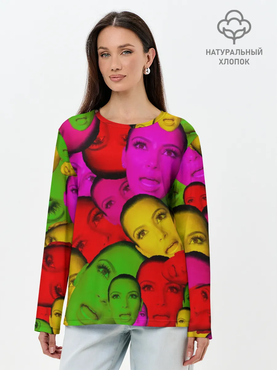 Лонгслив женский. Хлопок / Crazy Kim Kardashian