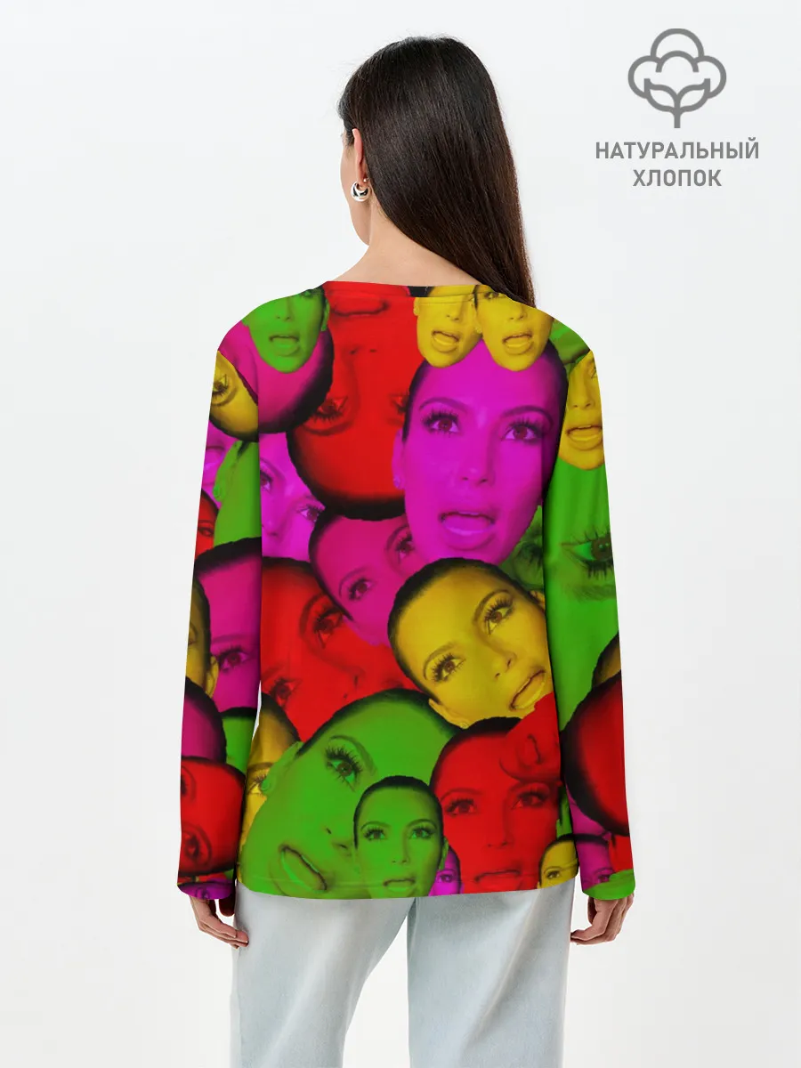 Лонгслив женский. Хлопок / Crazy Kim Kardashian