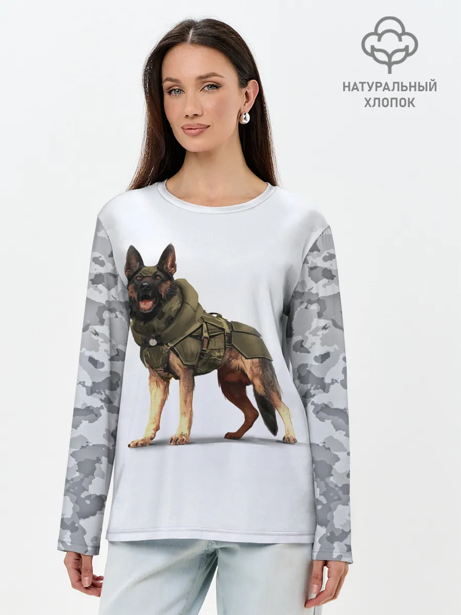 Лонгслив женский. Хлопок / Служебная собака | К9 | K9