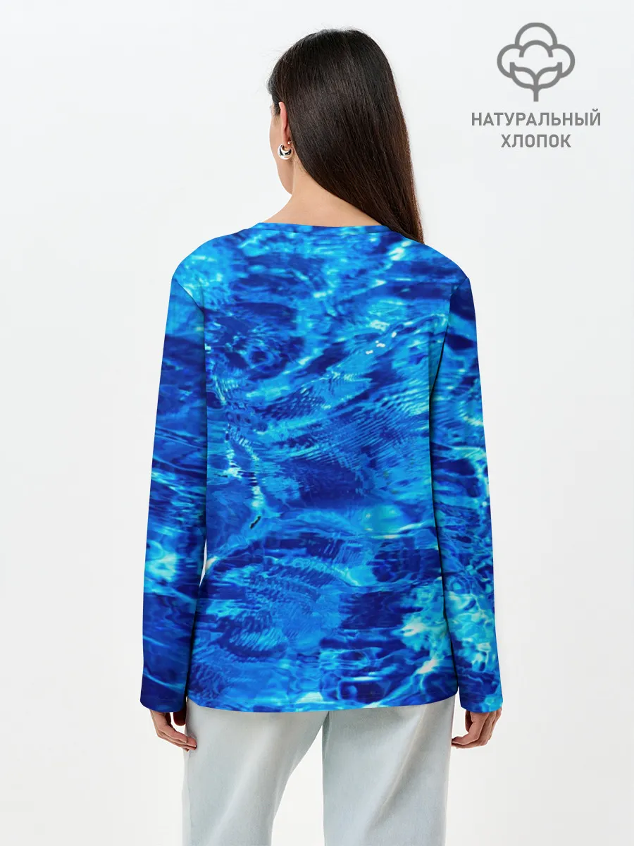 Лонгслив женский. Хлопок / Голубая Вода