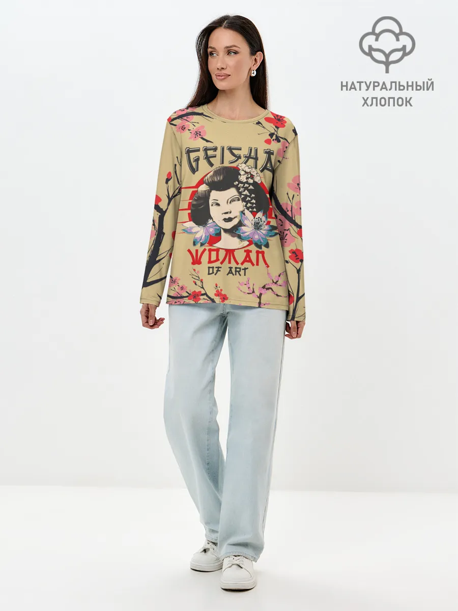 Лонгслив женский. Хлопок / Гейша | Geisha
