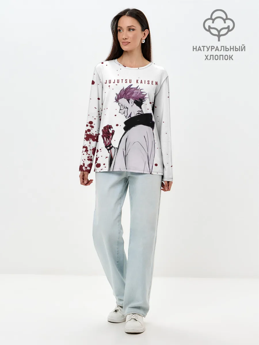 Лонгслив женский. Хлопок / Ryomen Sukuna Jujutsu Kaisen