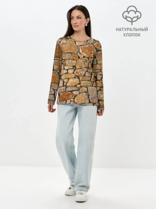Лонгслив женский. Хлопок / Каменная стена