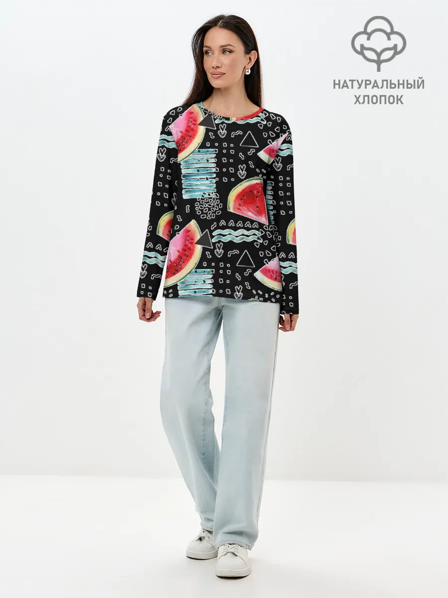 Лонгслив женский. Хлопок / сладкий арбуз
