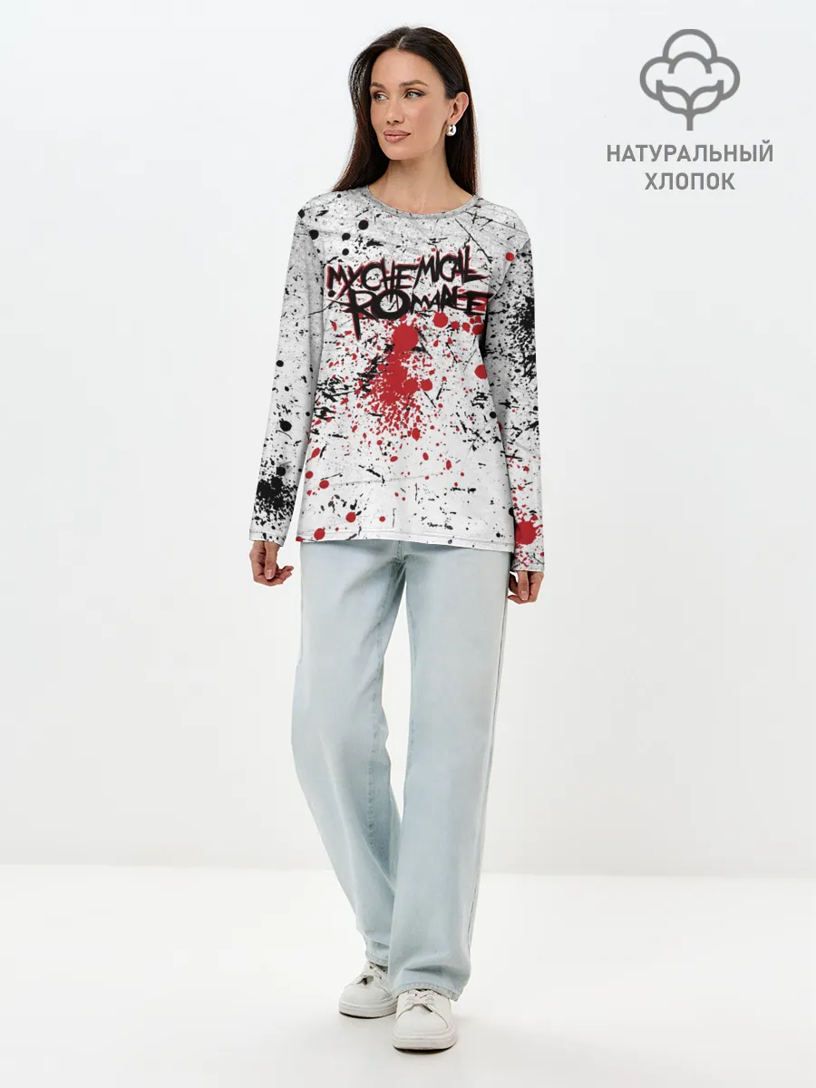 Лонгслив женский. Хлопок / Кемикал Романс Рок Группа Лого