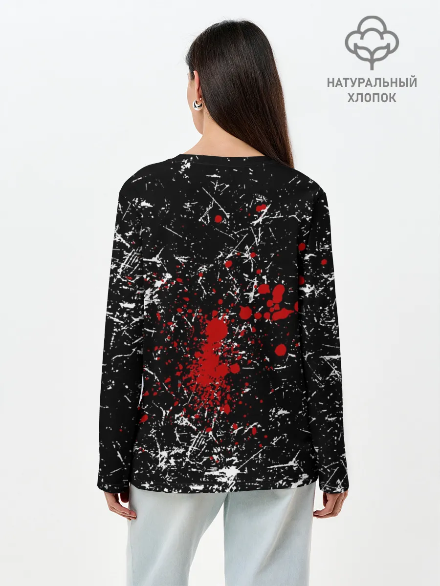 Лонгслив женский. Хлопок / Брызги Череп Хипстер Гранж