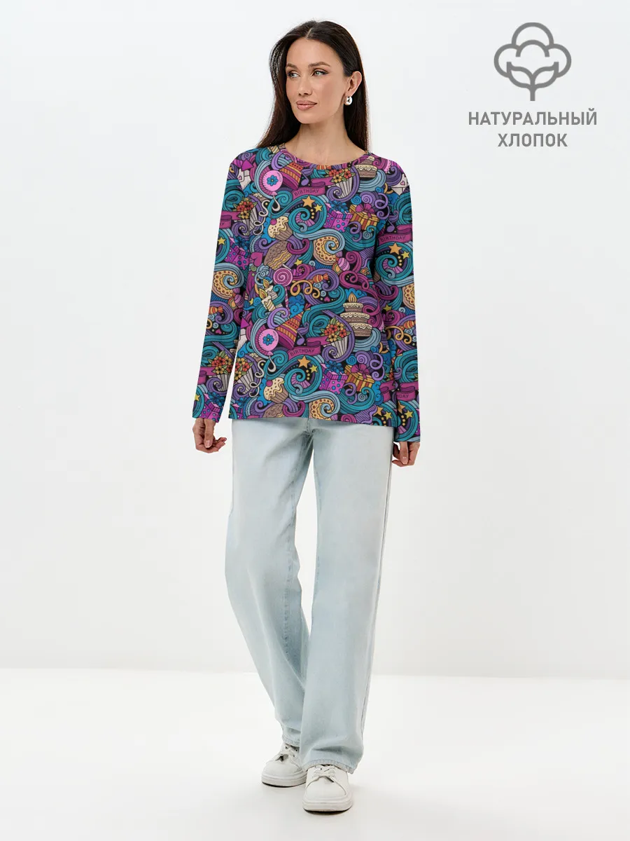 Лонгслив женский. Хлопок / День Рождения