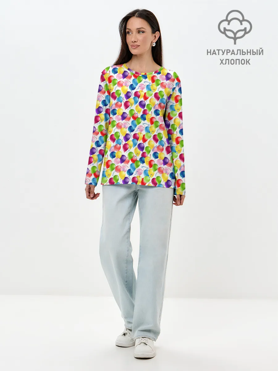 Лонгслив женский. Хлопок / Воздушные Шары