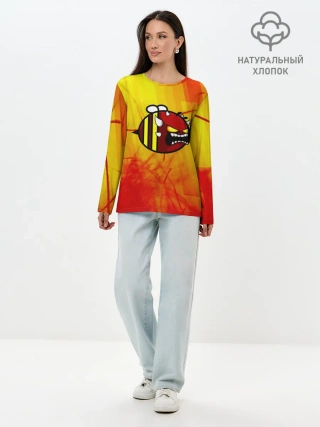 Лонгслив женский. Хлопок / Geometry Dash | Red Demon