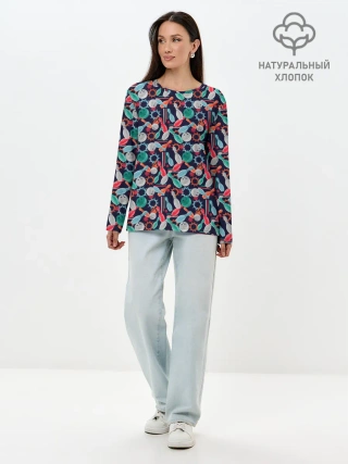 Лонгслив женский. Хлопок / Боулинг