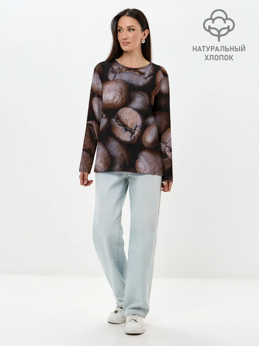 Лонгслив женский. Хлопок / Кофейные зёрна