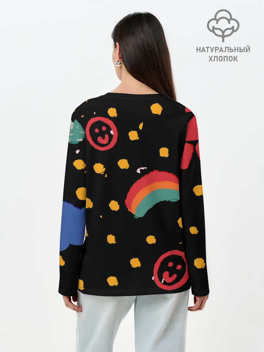Лонгслив женский. Хлопок / красочное детство