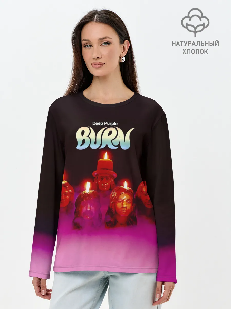 Лонгслив женский. Хлопок / Deep Purple - Burn
