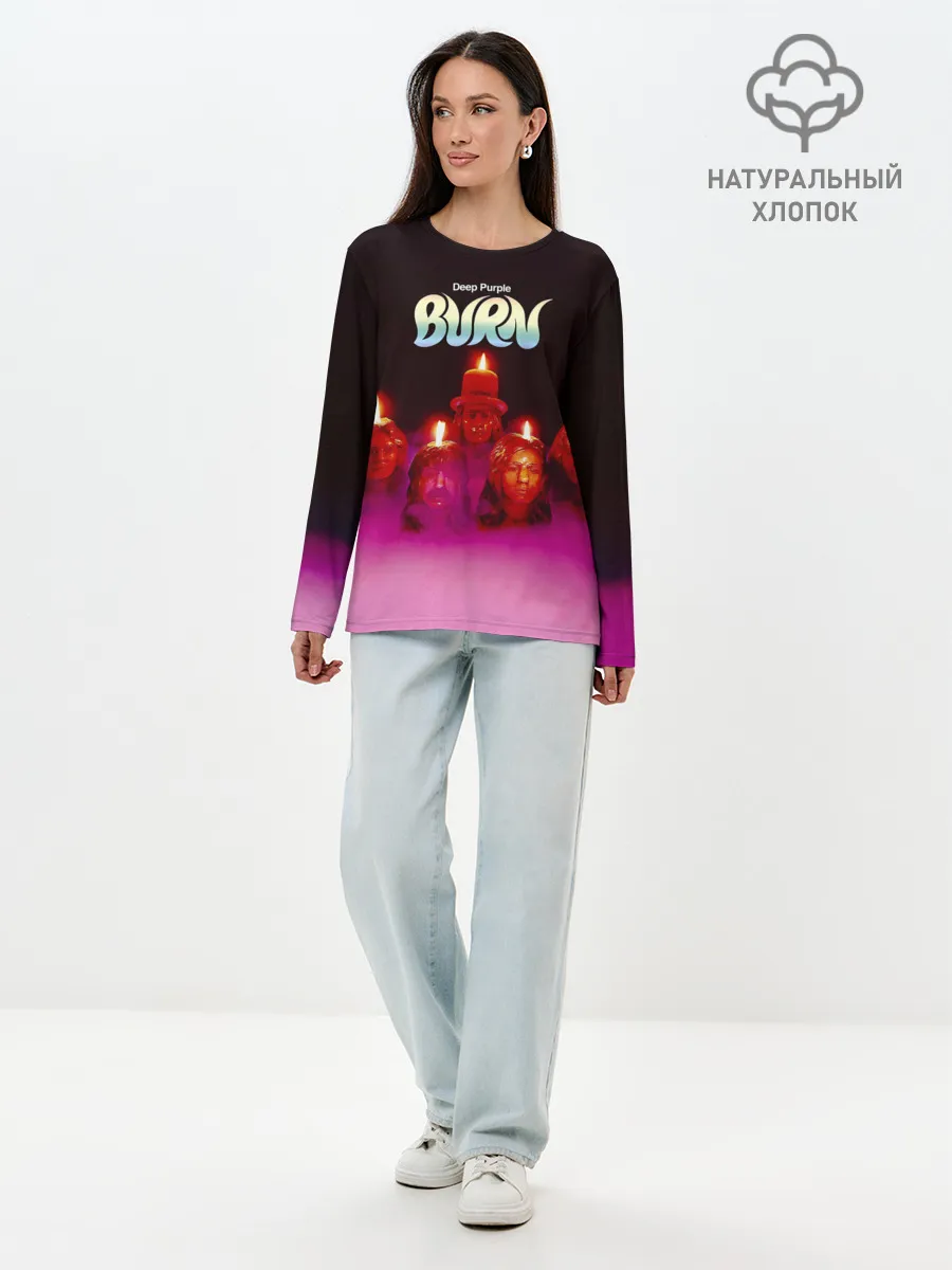Лонгслив женский. Хлопок / Deep Purple - Burn