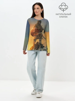 Лонгслив женский. Хлопок / Винланд стоит на скале сага