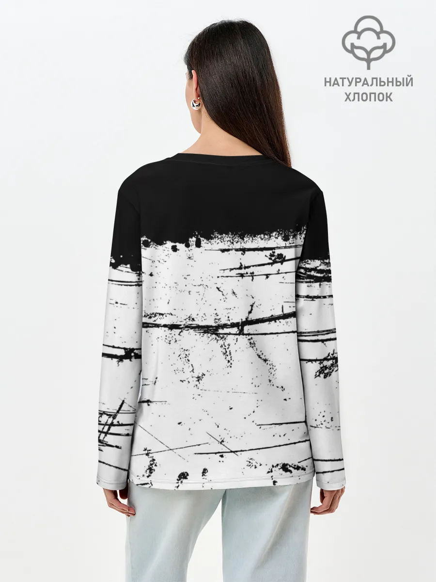 Лонгслив женский. Хлопок / ИСПАЧКАННЫЙ КРАСКОЙ