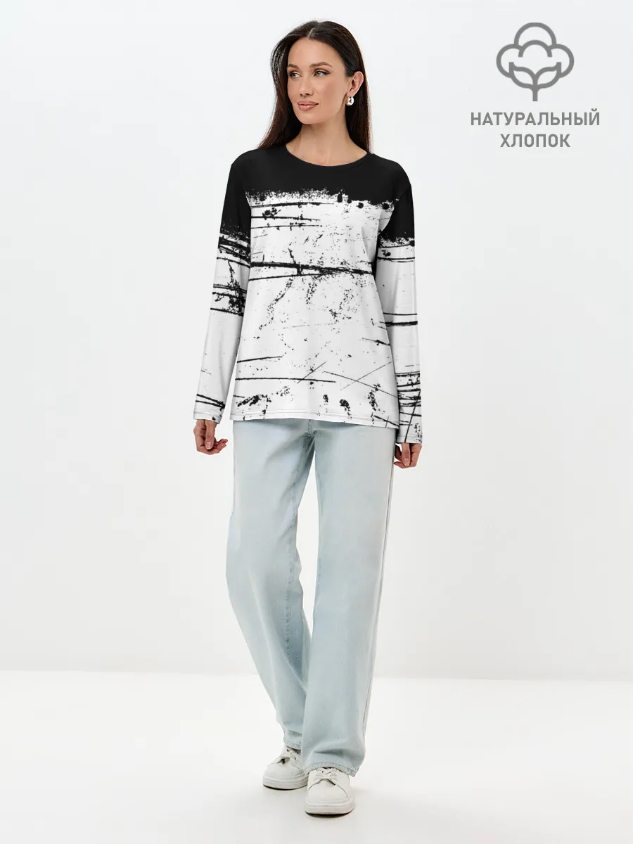 Лонгслив женский. Хлопок / ИСПАЧКАННЫЙ КРАСКОЙ