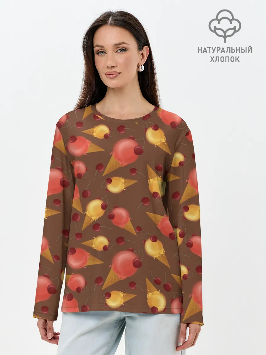 Лонгслив женский. Хлопок / Сладкое мороженое