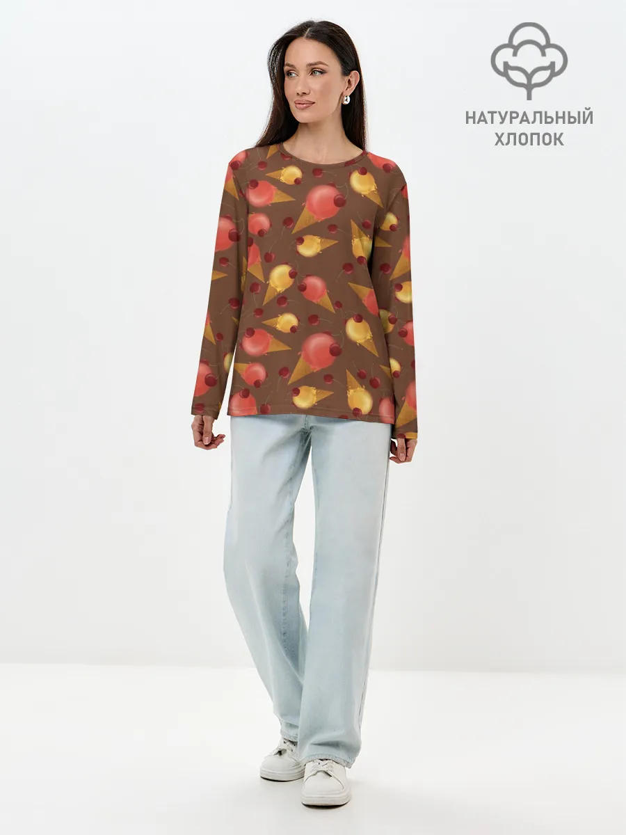 Лонгслив женский. Хлопок / Сладкое мороженое