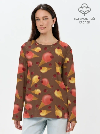 Лонгслив женский. Хлопок / Сладкое мороженое