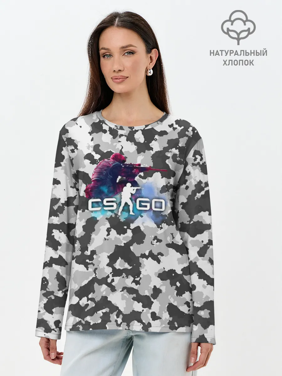 Лонгслив женский. Хлопок / Хэдшoт-CS:GO