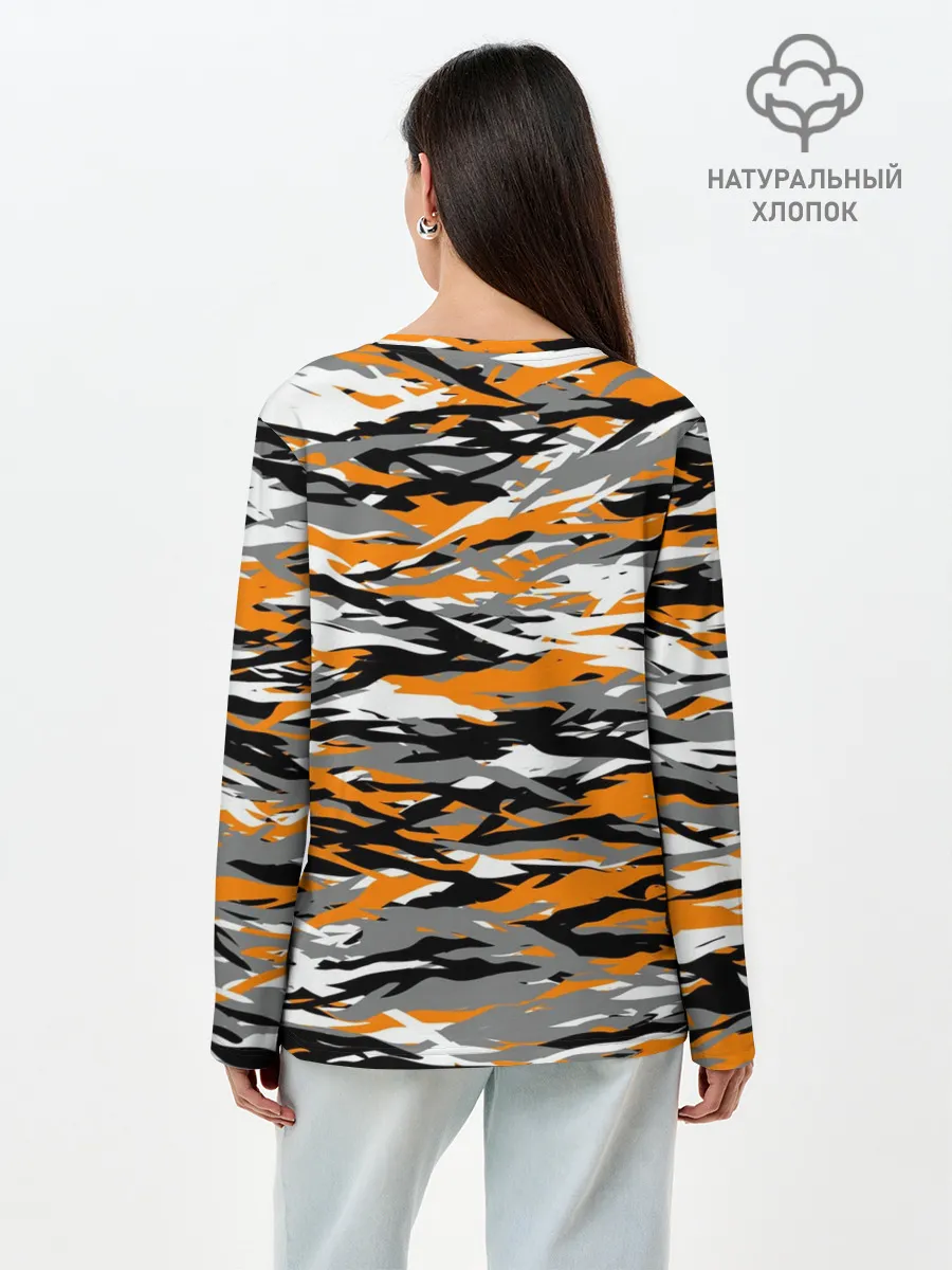 Лонгслив женский. Хлопок / Тигровый камуфляж