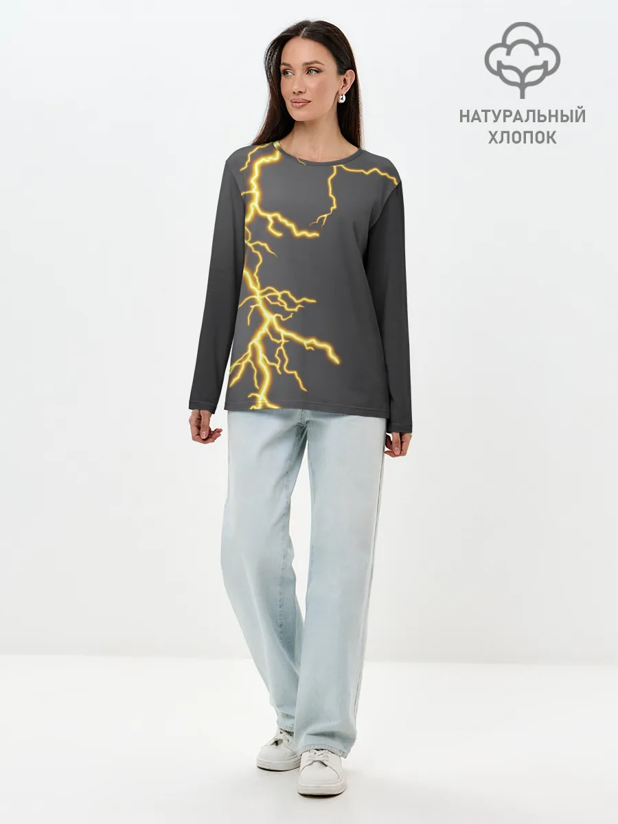 Лонгслив женский. Хлопок / Яркая молния