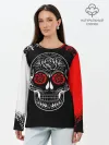 Лонгслив женский. Хлопок / Red White Skull - Череп