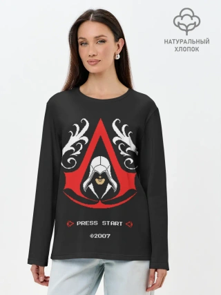 Лонгслив женский. Хлопок / Восьмибитный Ассассин