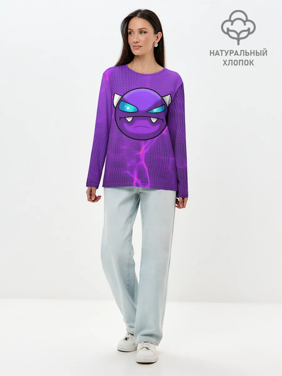 Лонгслив женский. Хлопок / Geometry Dash | Геометри Даш