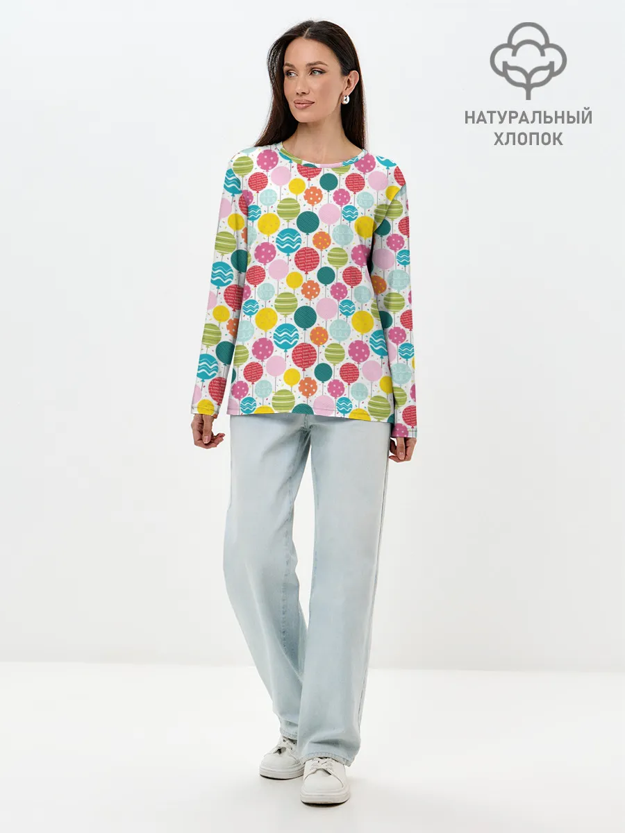 Лонгслив женский. Хлопок / Праздник