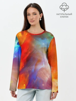 Лонгслив женский. Хлопок / Сине-желтое небо